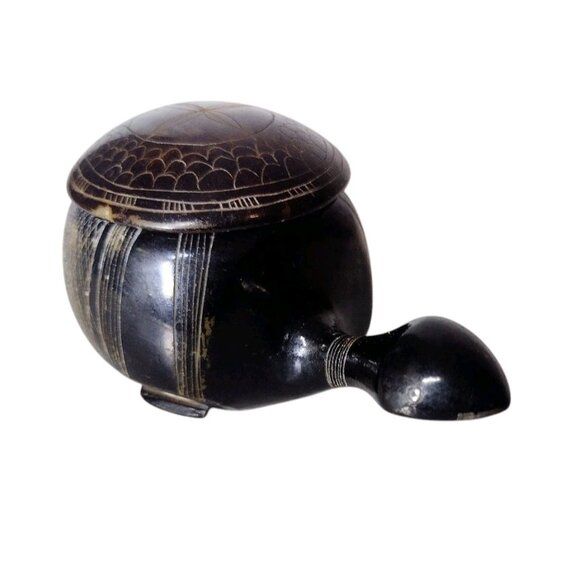 Vintage Hand Carved Stone Turtle Lidded Trinket Box Tribal Boho Decor READ - Picture 3 of 7